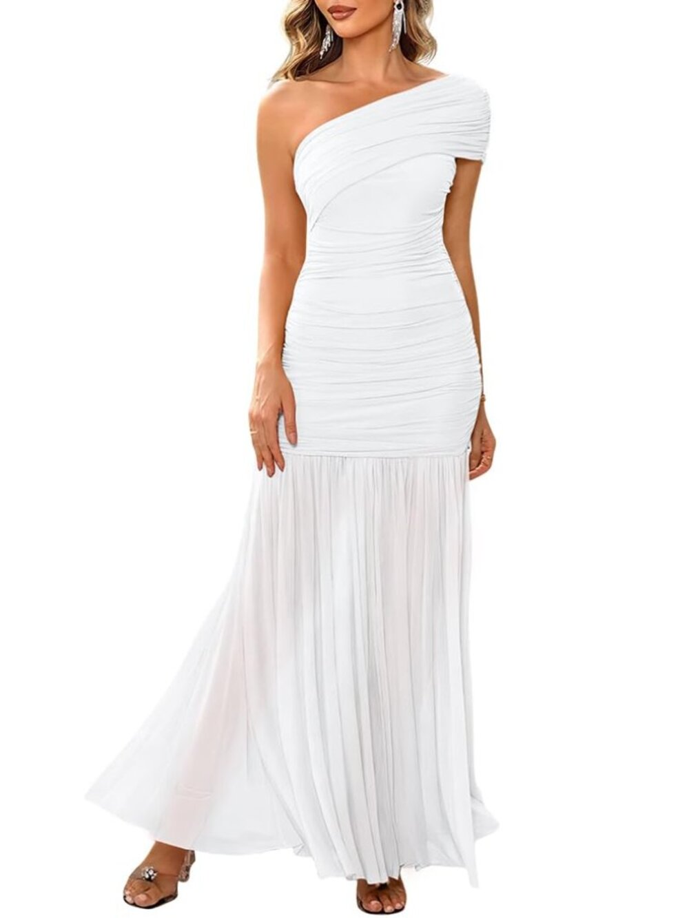 LAGSHIAN Women's One Shoulder Maxi Dress Large